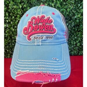 Wade Bowen Texas Country Music Distressed Denim Baseball Hat Pink Frayed Patch
